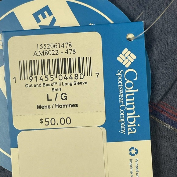 Columbia Shirt Adult Large‎ Blue Plaid Outdoor Fishing Hiking Mens NW - Picture 6 of 14
